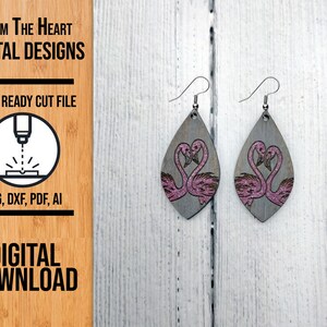 Flamingo Love Earring Glowforge SVG Laser Cut File (Digital Download)
