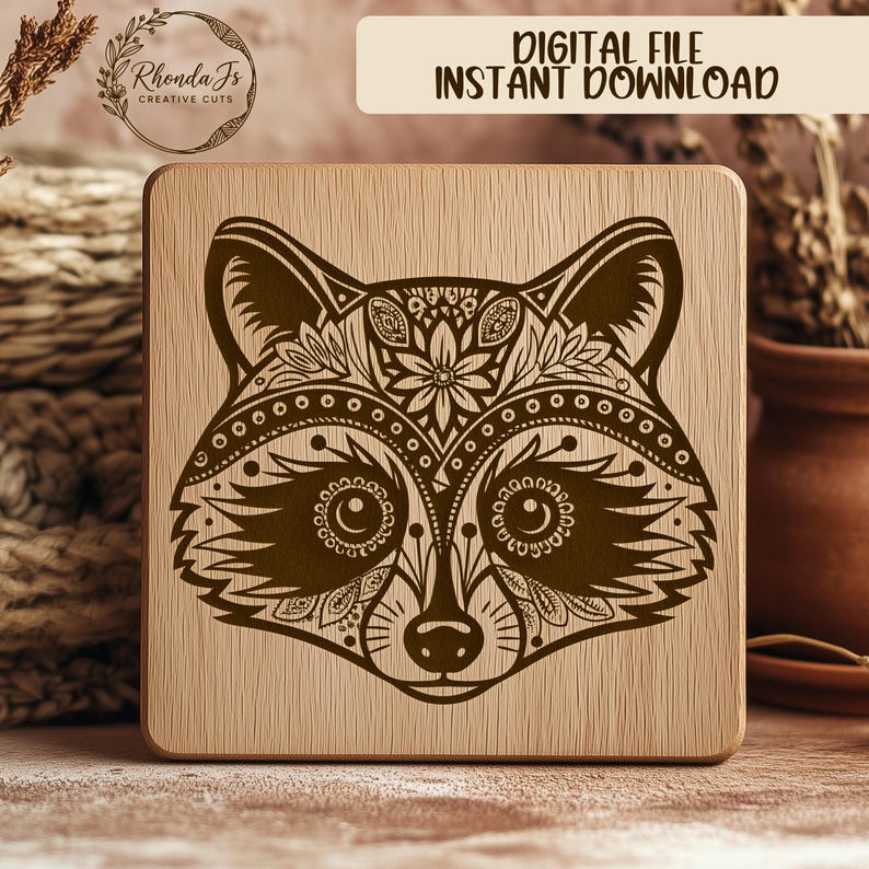 Mandala Raccoon Raccoon Mandala SVG, Laser Engraving File, Detailed Cut File, Animal ...