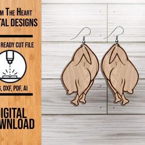 Thanksgiving Turkey Earring SVG Laser Cut File, Turkey Glowforge Earrings, Laser Cut File, SVG Cut File, Earring File, Funny Earrings