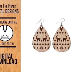 Scandinavian Christmas Earrings SVG Cut File, Glowforge Laser SVG, Laser Cut File, Laser Earring File, Glowforge Earrings, Laser File