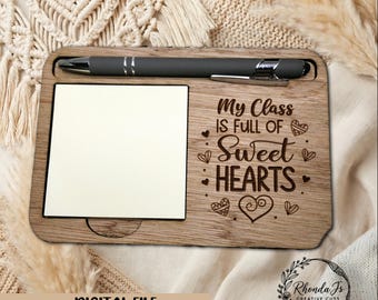 Teacher Sticky Note Holder SVG: Sweet Hearts Classroom Decor (Laser Cut File)