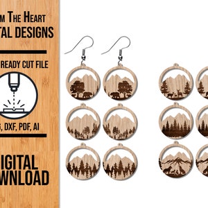 Berg Ohrring SVG Vorlage: Laser geschnitten Datei Bundle (Digitaler Download)