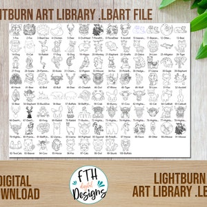 Dieren Lightburn Art Library .lbart-bestand, Lightburn-bestand voor lasergravure, Laser Design Elements