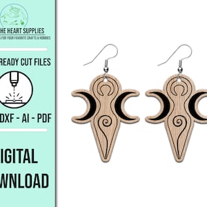 Mother Goddess SVG Earring Template | SVG Cut File | Wicca Earring Cut File | Glowforge Laser File | Laser Cut File | Laser SVG File