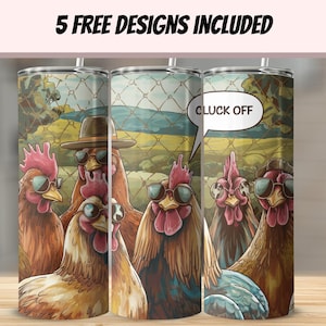 Lustiger Hühnerbecher, 20 Unzen Sublimationsbecher, Cluck Off Grafik, humorvolle Farmtierbecher, einzigartiges Geschenk für Hühnerliebhaber