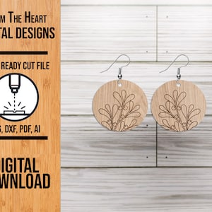 Mistletoe Round Earring SVG Laser Cut File | Earring SVG Cut File | Round Mistletoe Laser Cut File |  Earring Cut File | Laser Cut File