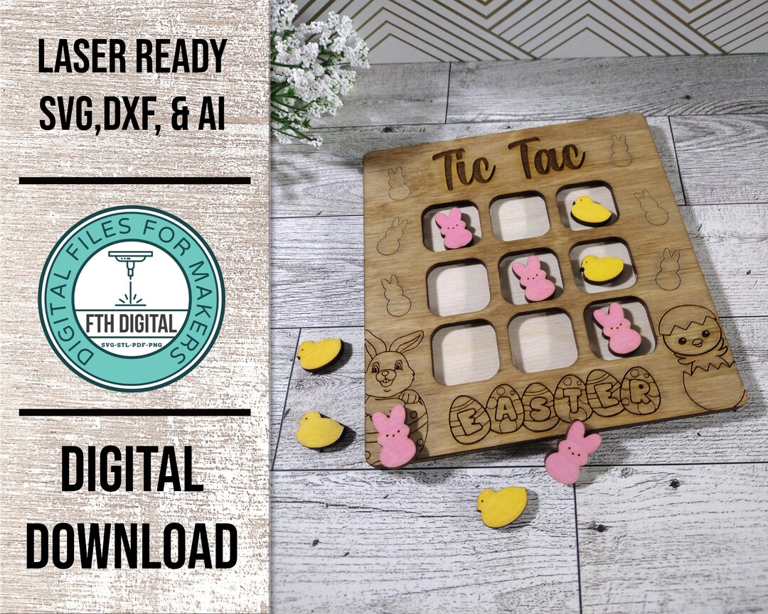 Buy Easter Tic Tac Toe SVG Laser Cut File, Glowforge SVG, Easter Tic ...