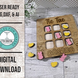 Easter Tic Tac Toe Game: Laser Cut SVG File (Digital Download)