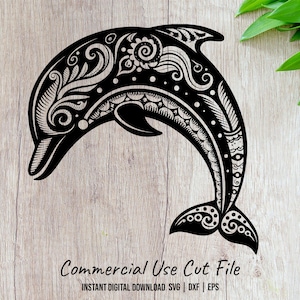 Ornate Dolphin Silhouette Laser SVG Design