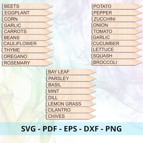 Marqueur jardin potager fichier découpé au laser / fichier de coupe Glowforge / fichier de coupe marqueur jardin svg / piquet de jardin / SVG / DXF / EPS