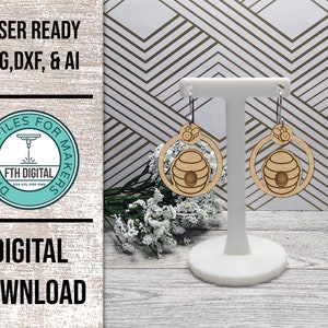 Honey Bee Hive Earring Lasergesneden SVG-bestand, Earring SVG Cut-bestand, voor Glowforge en andere lasers, Honey Bee Hive Earring Cut-bestand