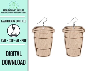 Coffee Cup Earrings SVG: Laser Cut File (Digital Download)