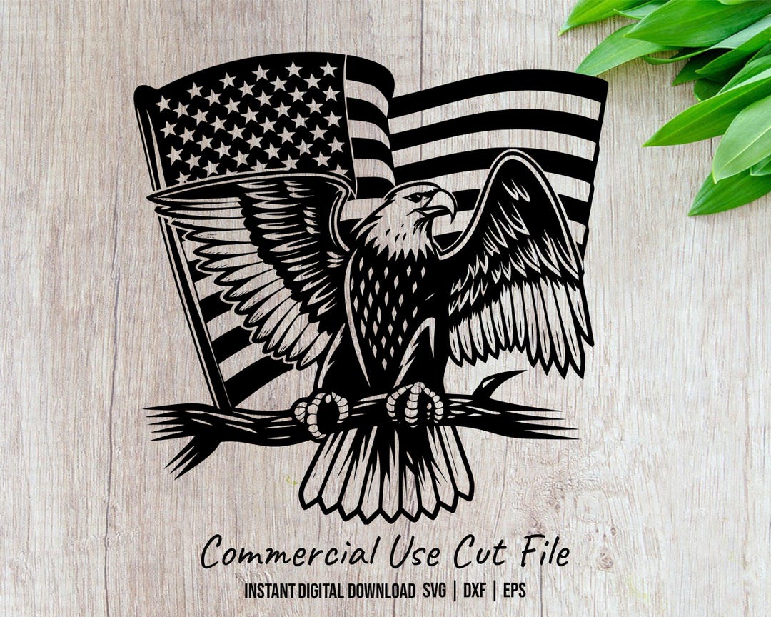 Bald Eagle SVG File - Patriotic Eagle With USA Flag Design, SVG Cut ...