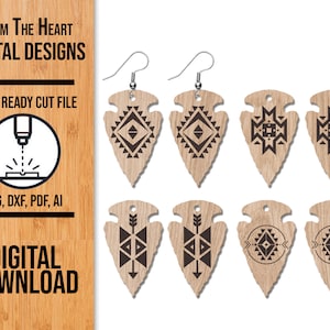 Aztec Arrowhead Earrings SVG Bundle: Laser Cut File (Digital Download)