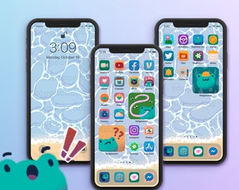 Cute Frog Icon Set with Wallpapers (iOS 14 & Android)