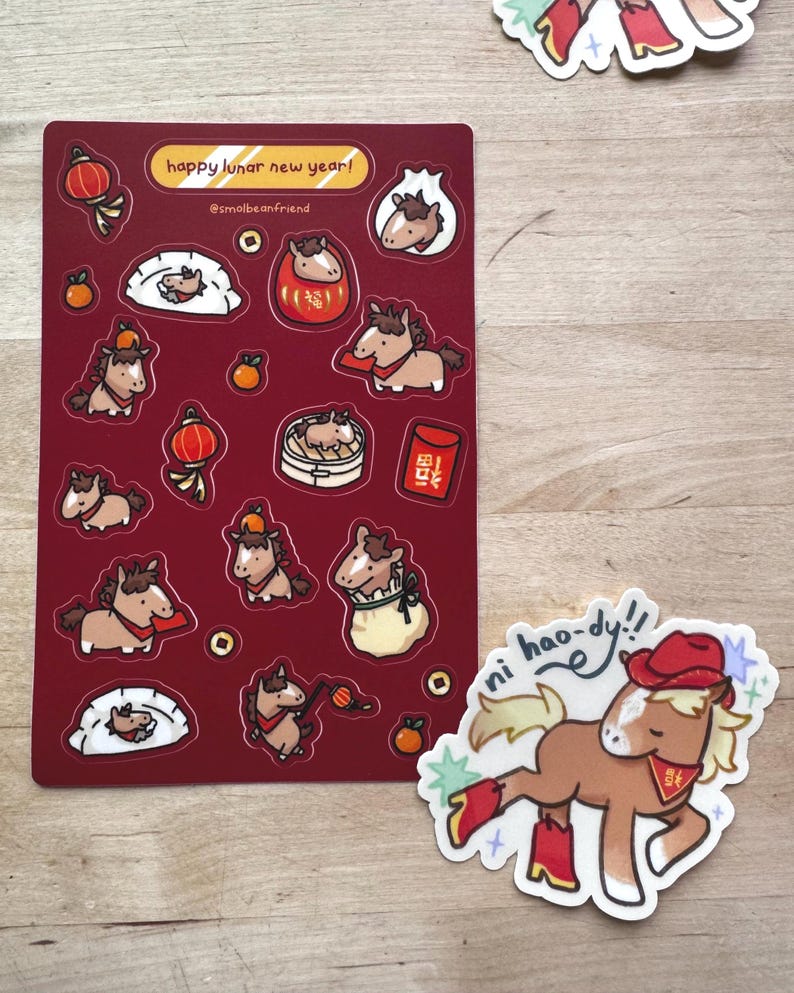 Lunar New Year Fire Horse Waterproof Vinyl Sticker Sheet image 4