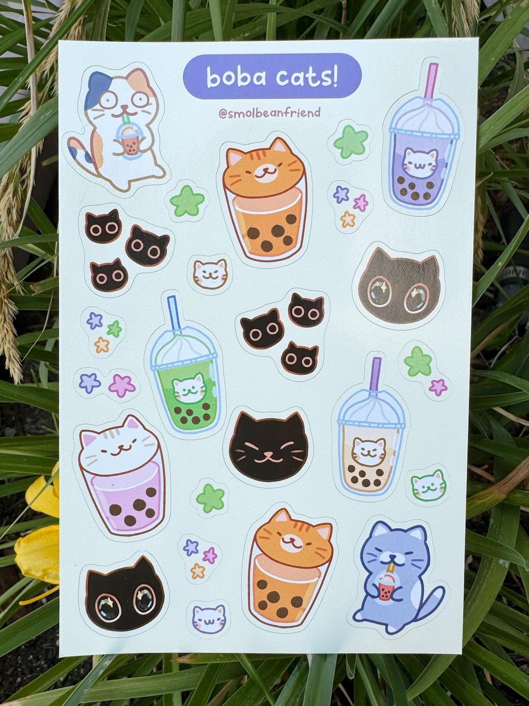 Boba Cat Bubble Tea Vinyl Stickers - Etsy