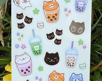 Vinylstickers Boba Cat Bubble Tea