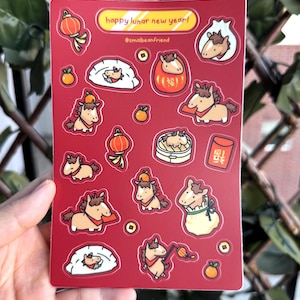 Lunar New Year Fire Horse Waterproof Vinyl Sticker Sheet