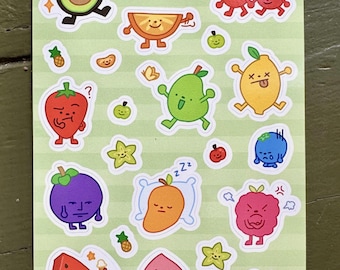 Hoja de pegatinas de vinilo de Fruit Friends