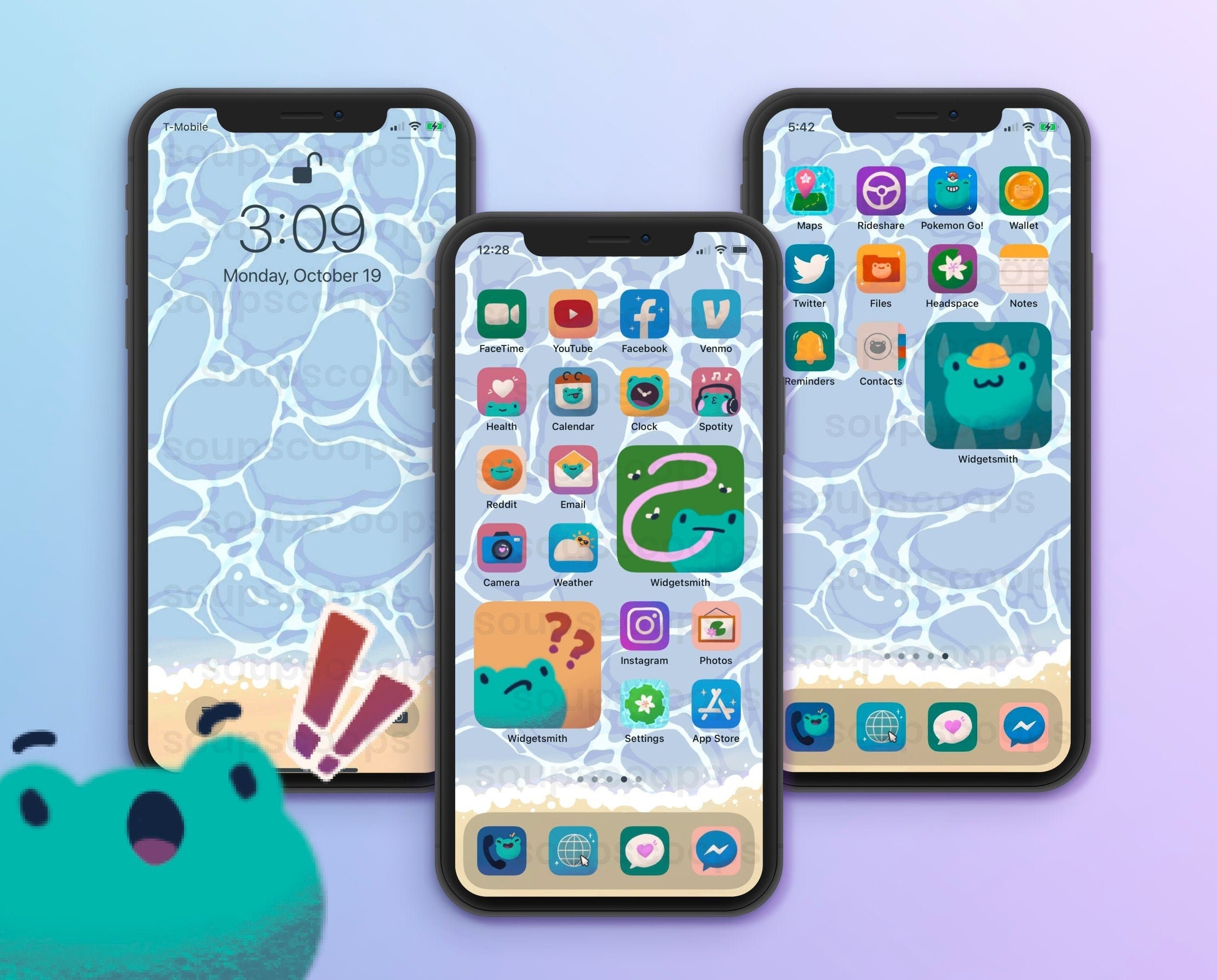 Cute Frog Icon Set With Wallpapers Ios 14 Android Etsy