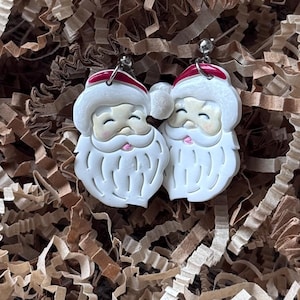 Santa Claus is Coming to Town Santa Face Dangle Earrings Christmas Earrings Santa Holiday Santa Claus