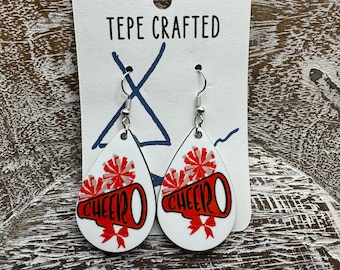 Cheer Earrings Cheerleader Dangle Earrings Cheer Spirit Wear Personalize Earrings