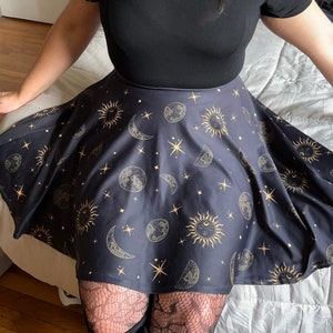 Witchy Celestial Skater Skirt - Up To 3x Plus Size