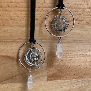 Celestial Pentagram / Pentacle Crystal Pendant Amulet Necklace