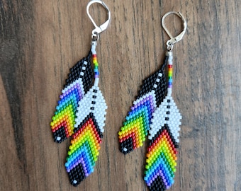 Peyote Stitch Feather Earrings