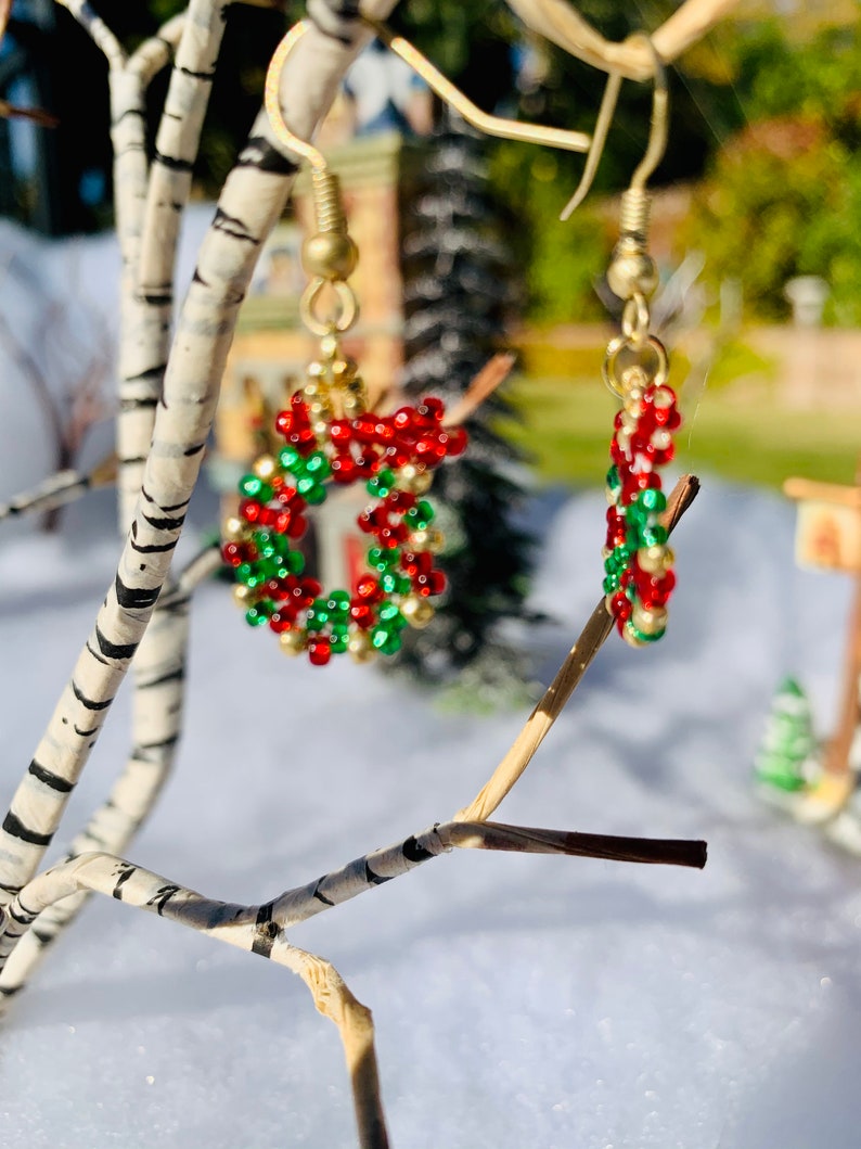 Christmas wreath earrings will add sparkle and shine to your ensemble.