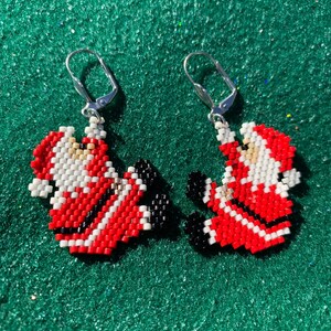 Santa Earrings, Climbing Santa Earrings, Holiday Santa Earrings, Santa Climbing Earrings,