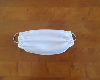 Face mask mouth covering, makeshift mask, mouth and nose mask for children - washable - with noseband - cooking linen - white - cotton