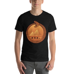 ouroboros ring with pyramids egypt, traveller shirt, giza pyramids, Short-Sleeve Unisex T-Shirt