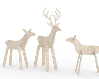 Reindeer Family Laser Cut Ready to Print