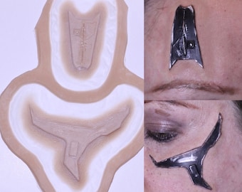 2 piece cyborg Prosthetic, SFX Makeup, silicone appliance, halloween, special effects, cosplay, LARP