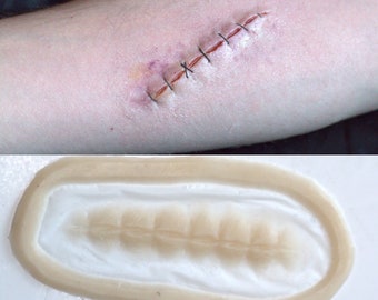 Stitched wound Prosthetic, stitches, gore, SFX Makeup, silicone appliance, halloween, special effects, cosplay, LARP