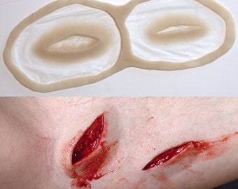 Open cut wound, gore, injury, SFX Makeup, silicone appliance, halloween, special effects, cosplay, LARP