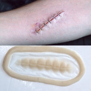 Stitched wound Prosthetic, stitches, gore, SFX Makeup, silicone appliance, halloween, special effects, cosplay, LARP