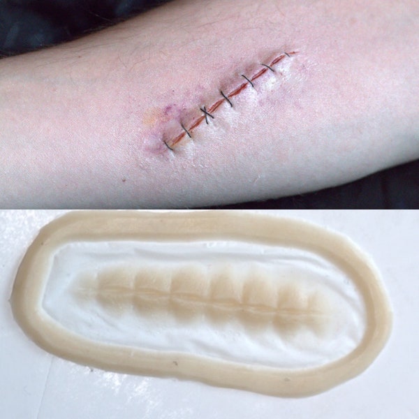 Stitched wound Prosthetic, stitches, gore, SFX Makeup, silicone appliance, halloween, special effects, cosplay, LARP