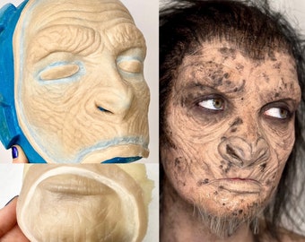 Monkey/Ape/Chimp Face and Chin Prosthetic, Encapsulated Silicone Prosthetic