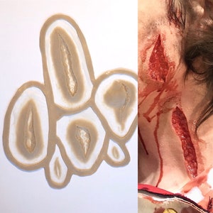 Prosthetic wounds injury/cut set, encapsulated silicone prosthetics cosplay LARP