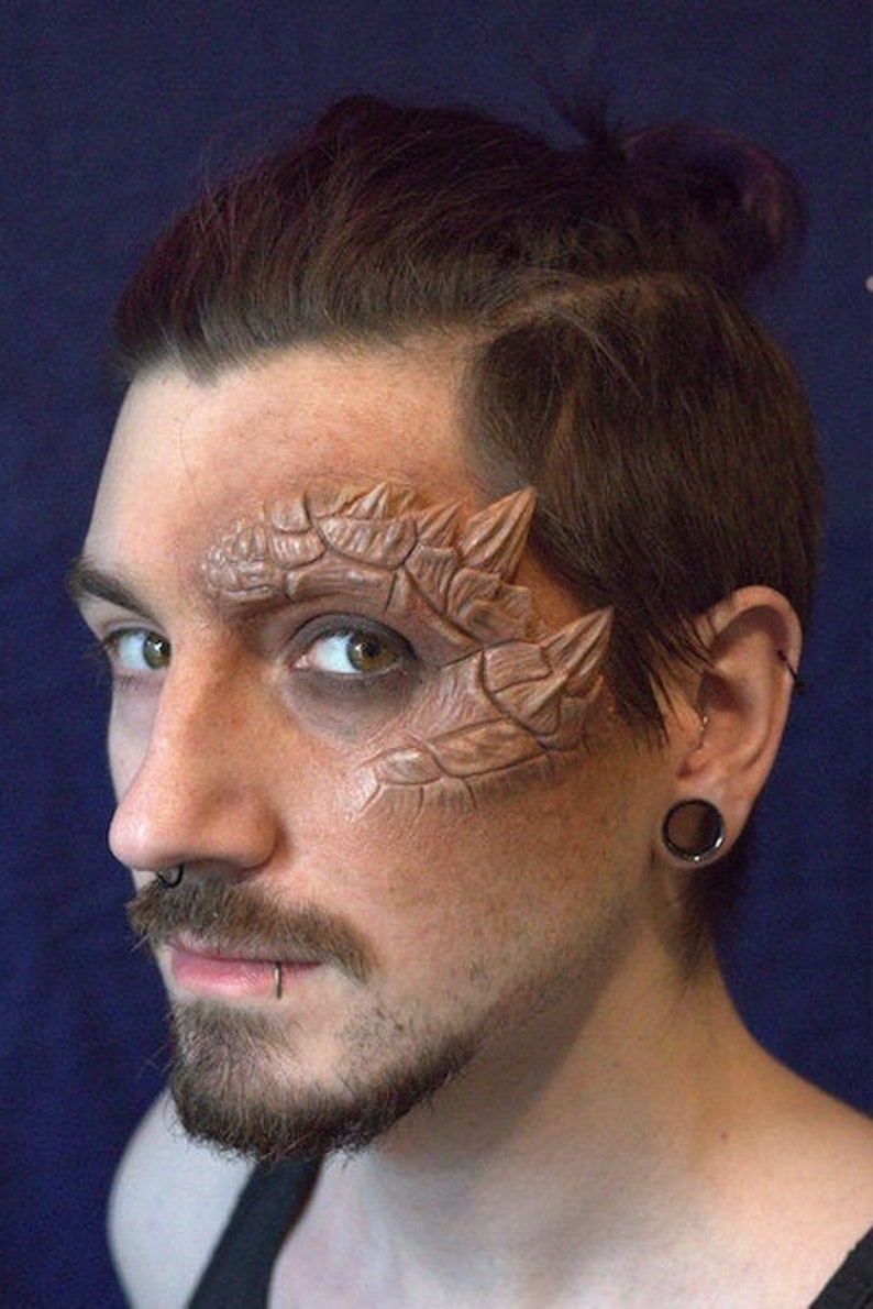 Dragon/écailles/lézard demi-visage prothétique, maquillage SFX, appareil en silicone, halloween, effets spéciaux, cosplay, LARP image 2