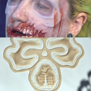 Prótesis de mandíbula/boca y pómulos/cuencas oculares de zombi, maquillaje SFX, aparato de silicona, Halloween, efectos especiales, cosplay, LARP