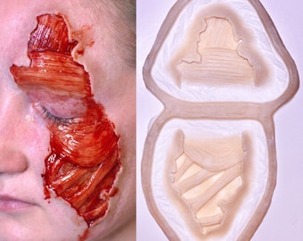 Exposed muscle ripped skin silicone prosthetic
