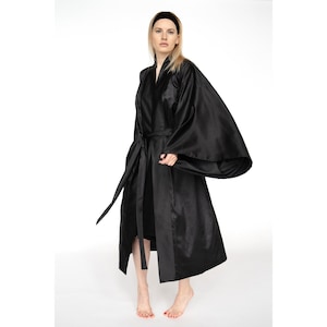 Silky maxi kimono,  silk Japanese style dressing gown Robe Belt, one size long boho bride bridesmaid Loungewear gift for her