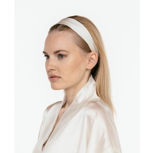 Pure Mulberry silk headband ,white flat narrow 22 momme grade 6A silk headbands, luxury Silk soft yoga hairband, Bridesmaid Gift, 2024 Trend