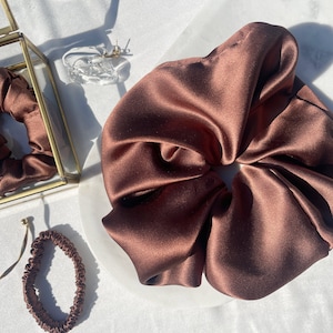 Large Silk Scrunchie, Jumbo Pure 100% Mulberry Silk Extra large XXL Scrunchies, no damage thin elastic hair tie , Bridesmaid gift Scrunchy