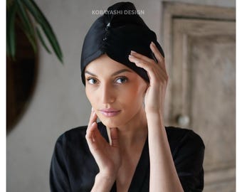 Silk Hair Drying Towel, Microfiber Hair Drying Turban Fast Drying, Frizz-Free hair wrap, Reversible & Luxury Hair Care gift, Quick Drying