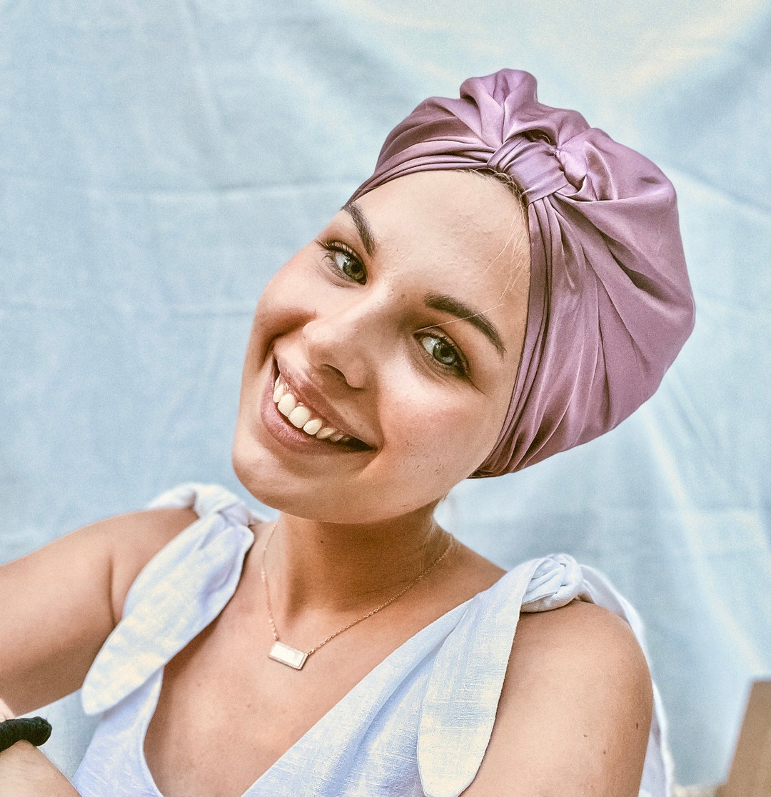 Double Layer Silk Hair Turban, Luxury 22MM 100 Mulberry Silk Sleep Night Cap, Comfortable Women